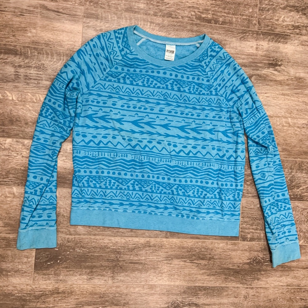 PINK VS Patterned Blue Crew Neck - Never Worn